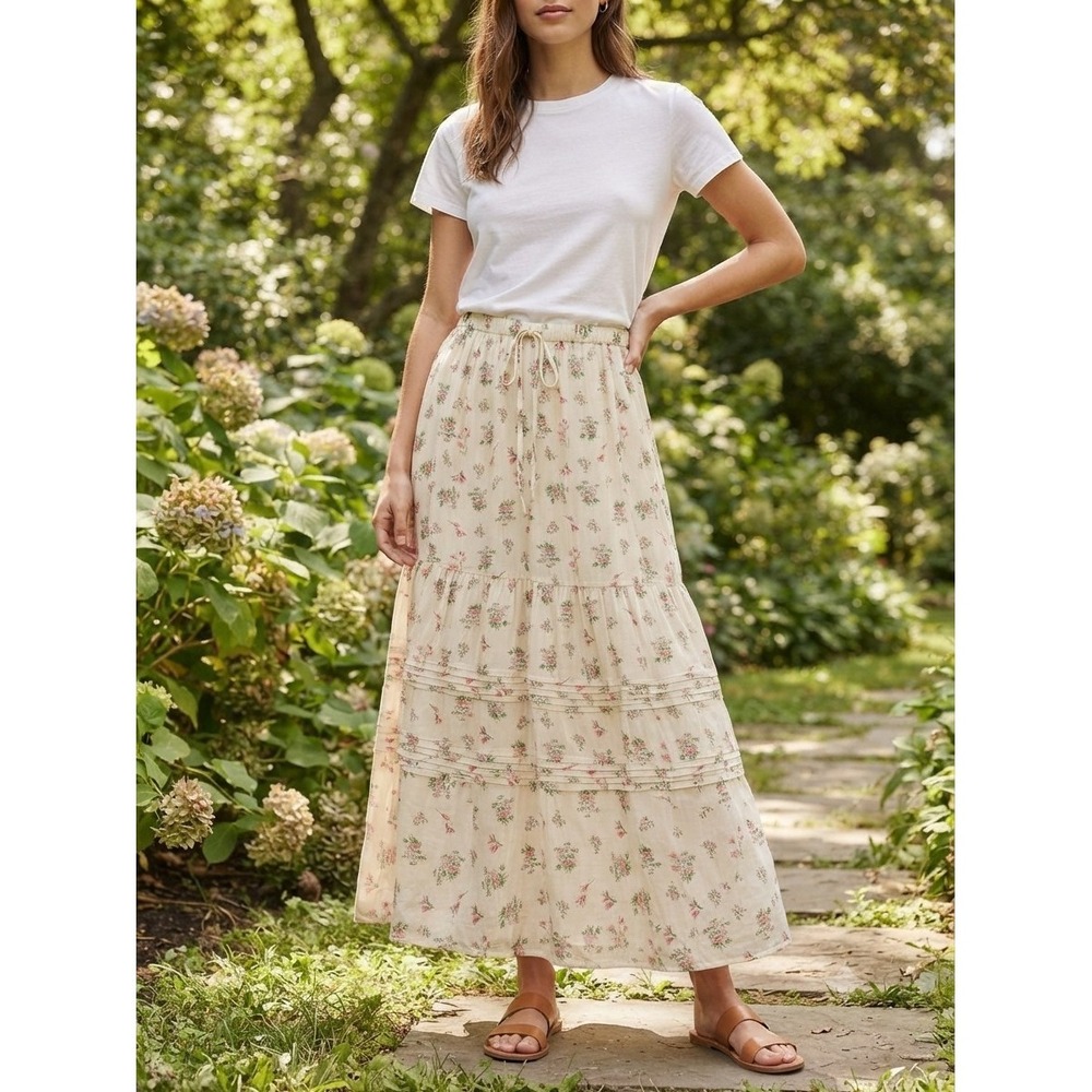Urban Outfitters Tiered Midi Skirt S Prairie Cottagecore Dixie Floral Whimsy NWT